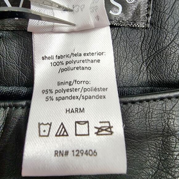 Venus Pants Womens 4 Black Faux Leather Mid Rise Skinny Ankle Stretch Side Zip - Picture 6 of 12